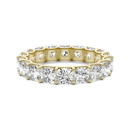 4.18 CTW Moissanite Cushion Eternity Band in 14K Yellow Gold