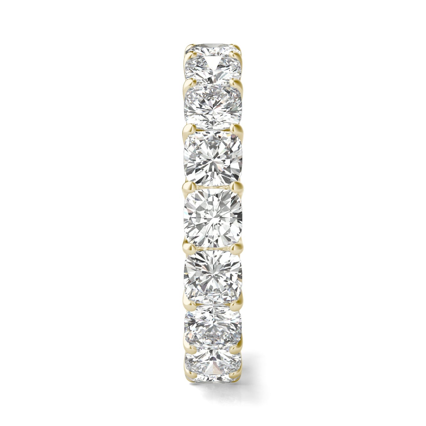 4.18 CTW Moissanite Cushion Eternity Band in 14K Yellow Gold