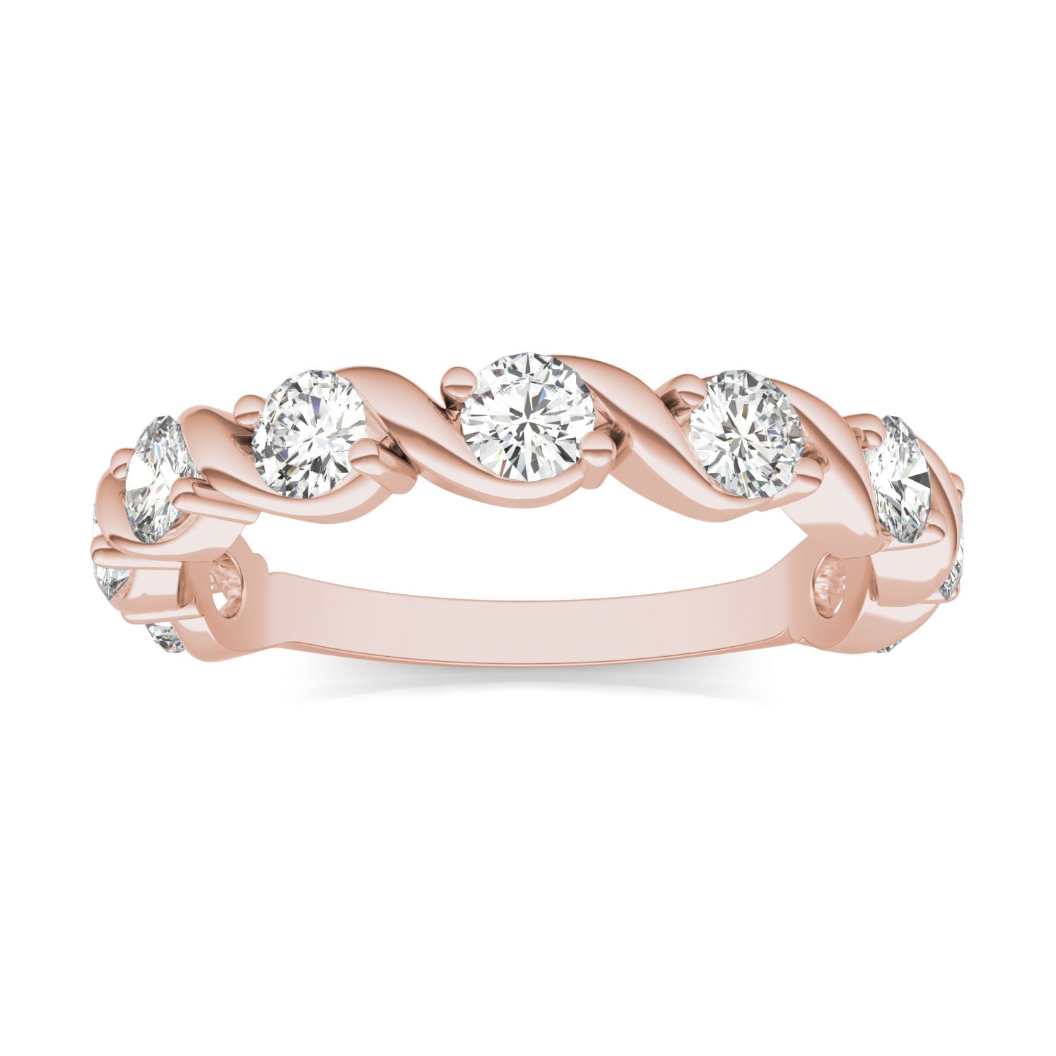 Elegant Moissanite Anniversary Band Ring in 14K Rose Gold