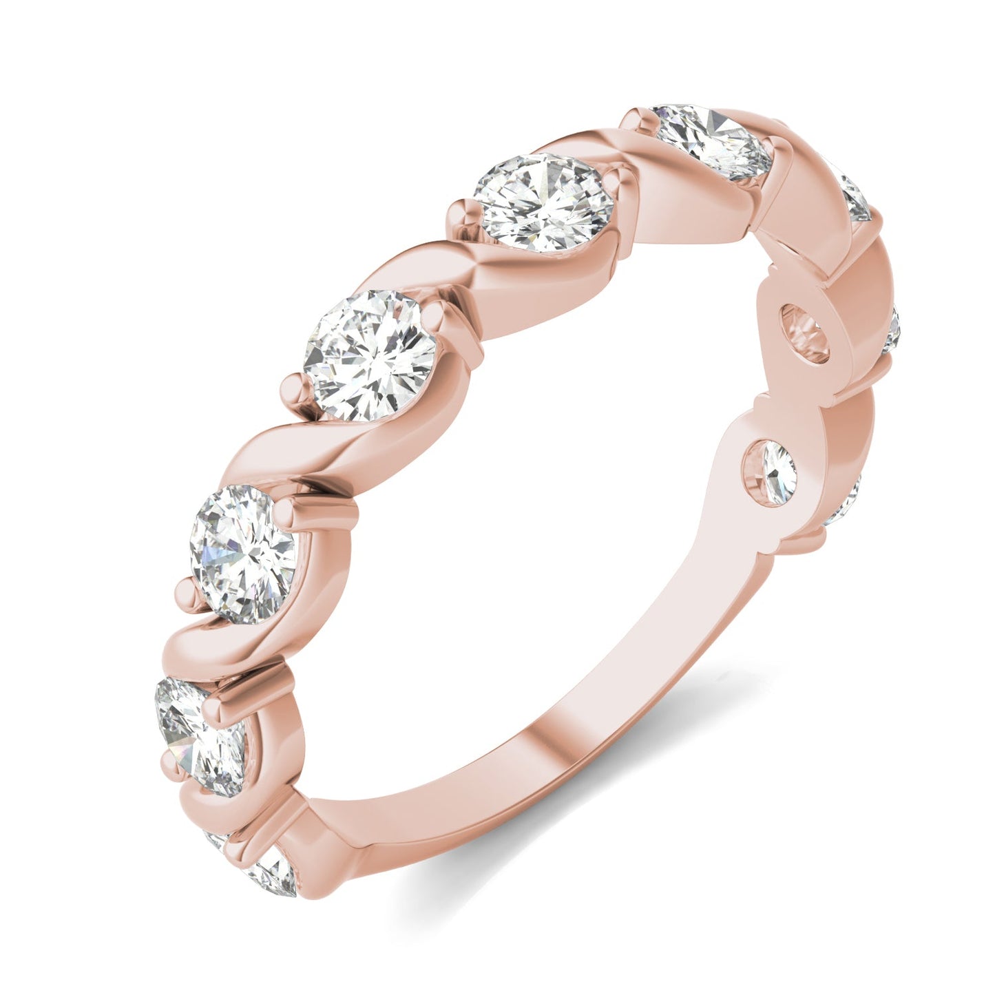 Elegant Moissanite Anniversary Band Ring in 14K Rose Gold