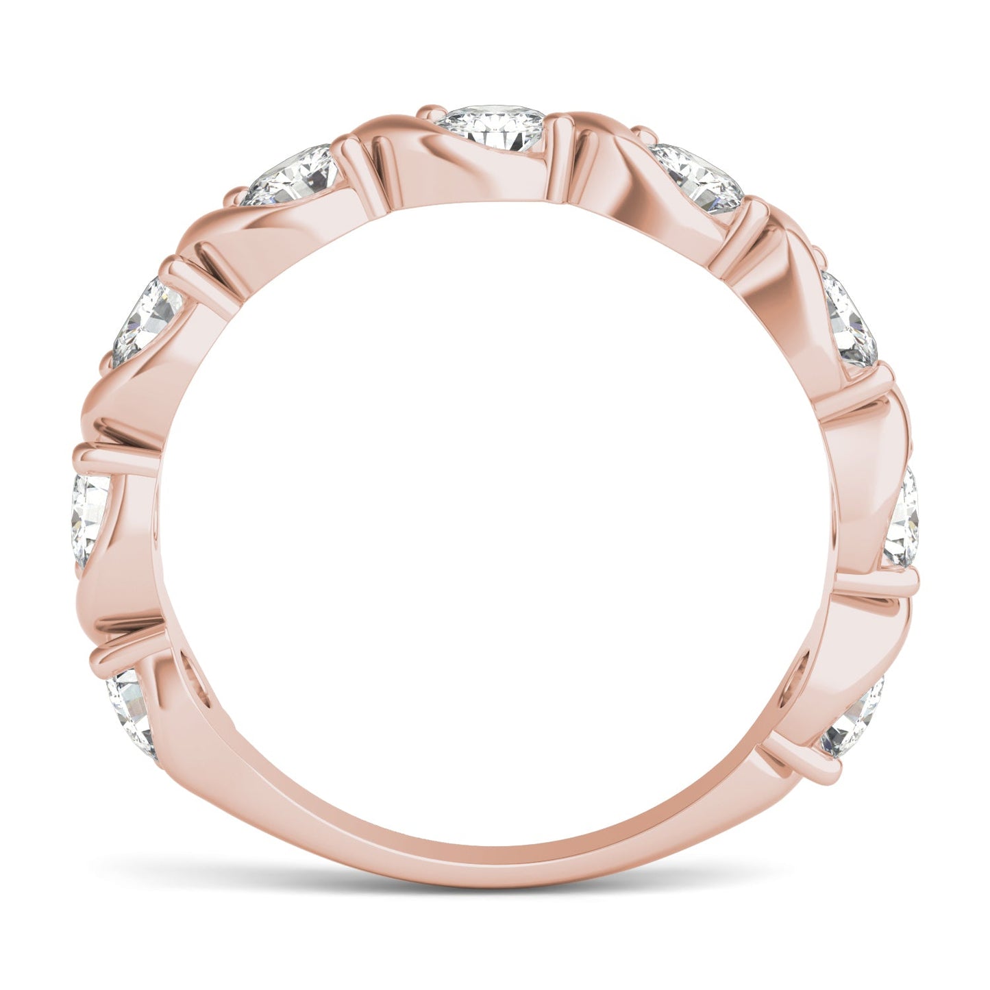 Elegant Moissanite Anniversary Band Ring in 14K Rose Gold