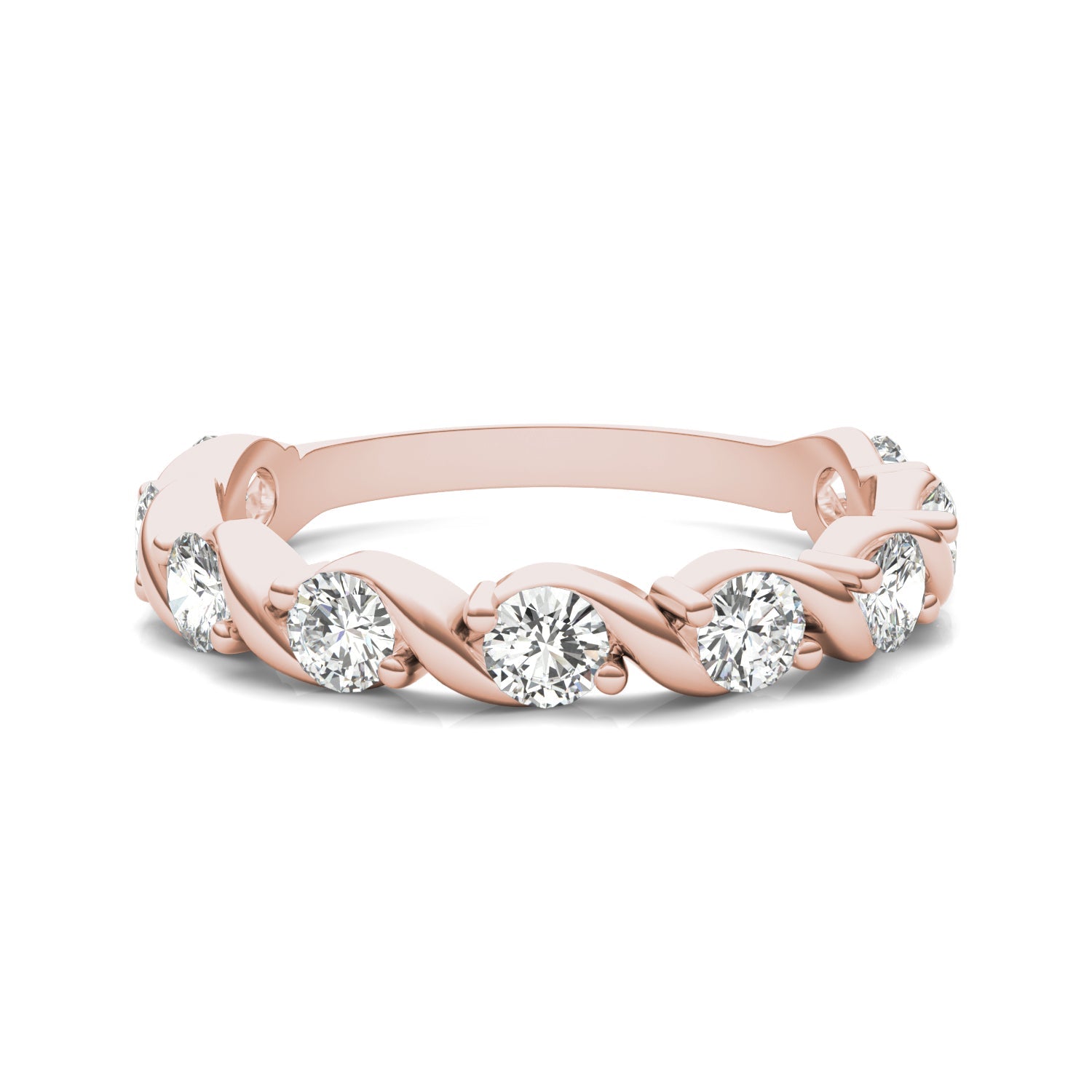 Elegant Moissanite Anniversary Band Ring in 14K Rose Gold