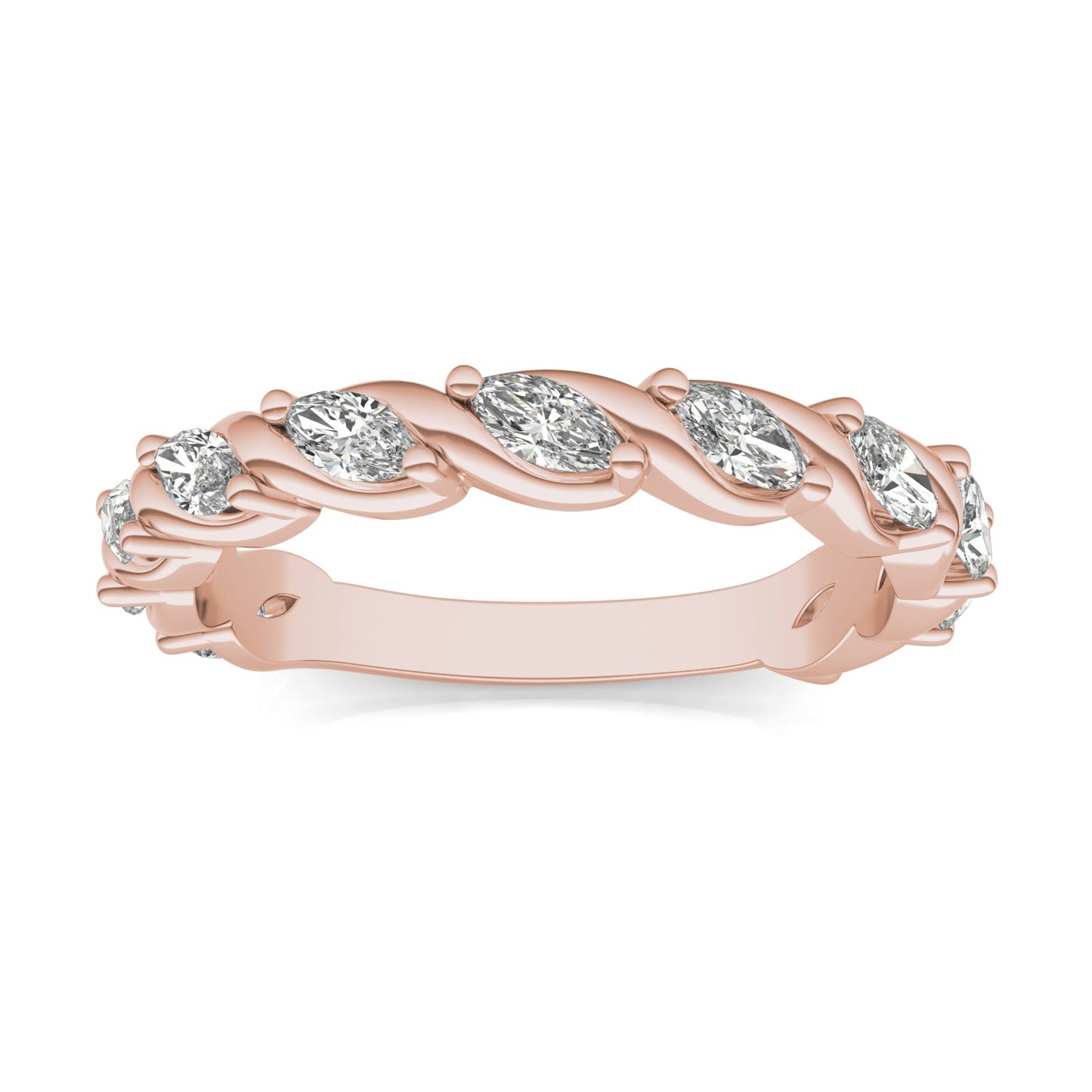 0.77 CTW DEW Marquise Moissanite Anniversary Band in 14K Rose Gold