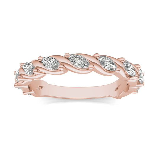 0.77 CTW DEW Marquise Moissanite Anniversary Band in 14K Rose Gold