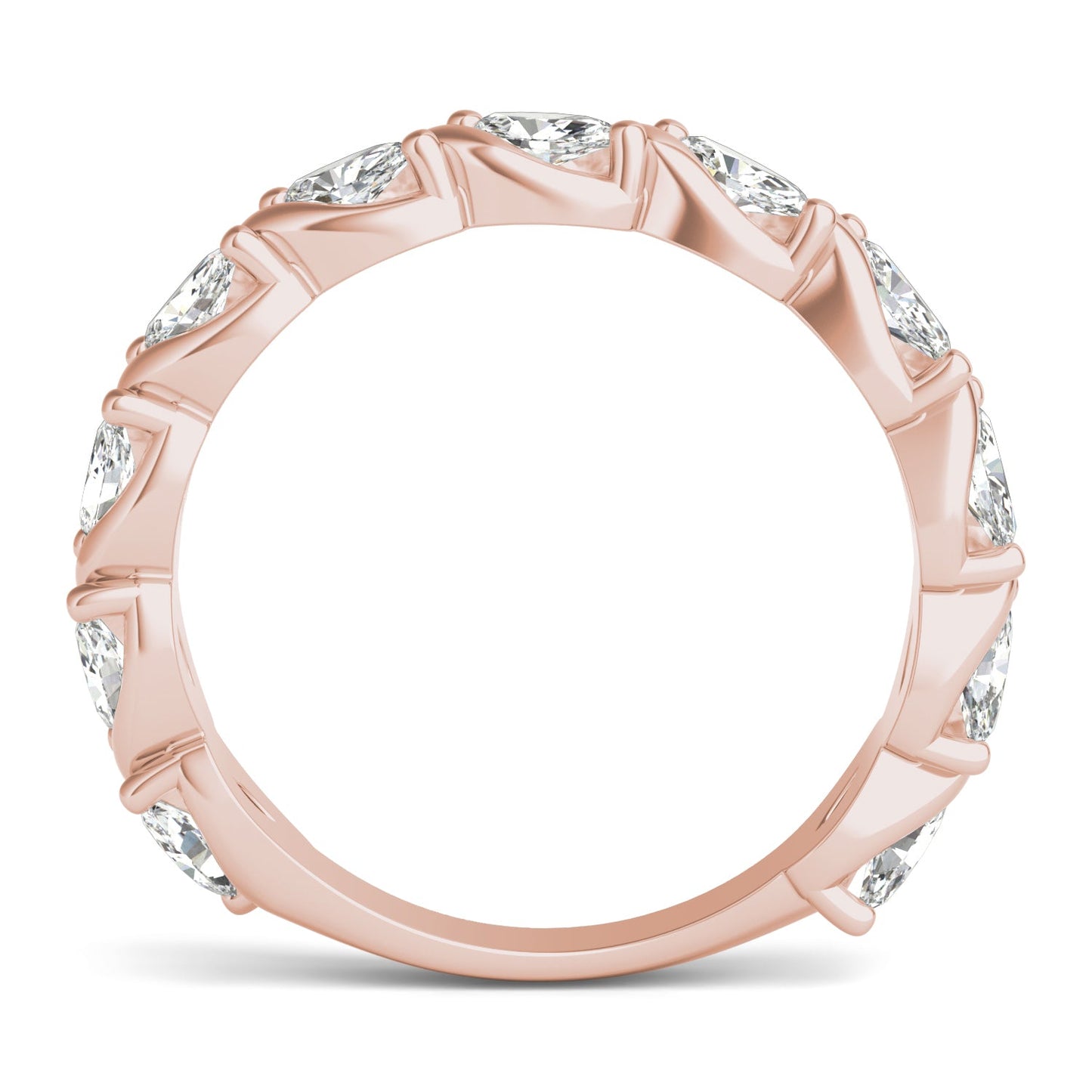 0.77 CTW DEW Marquise Moissanite Anniversary Band in 14K Rose Gold