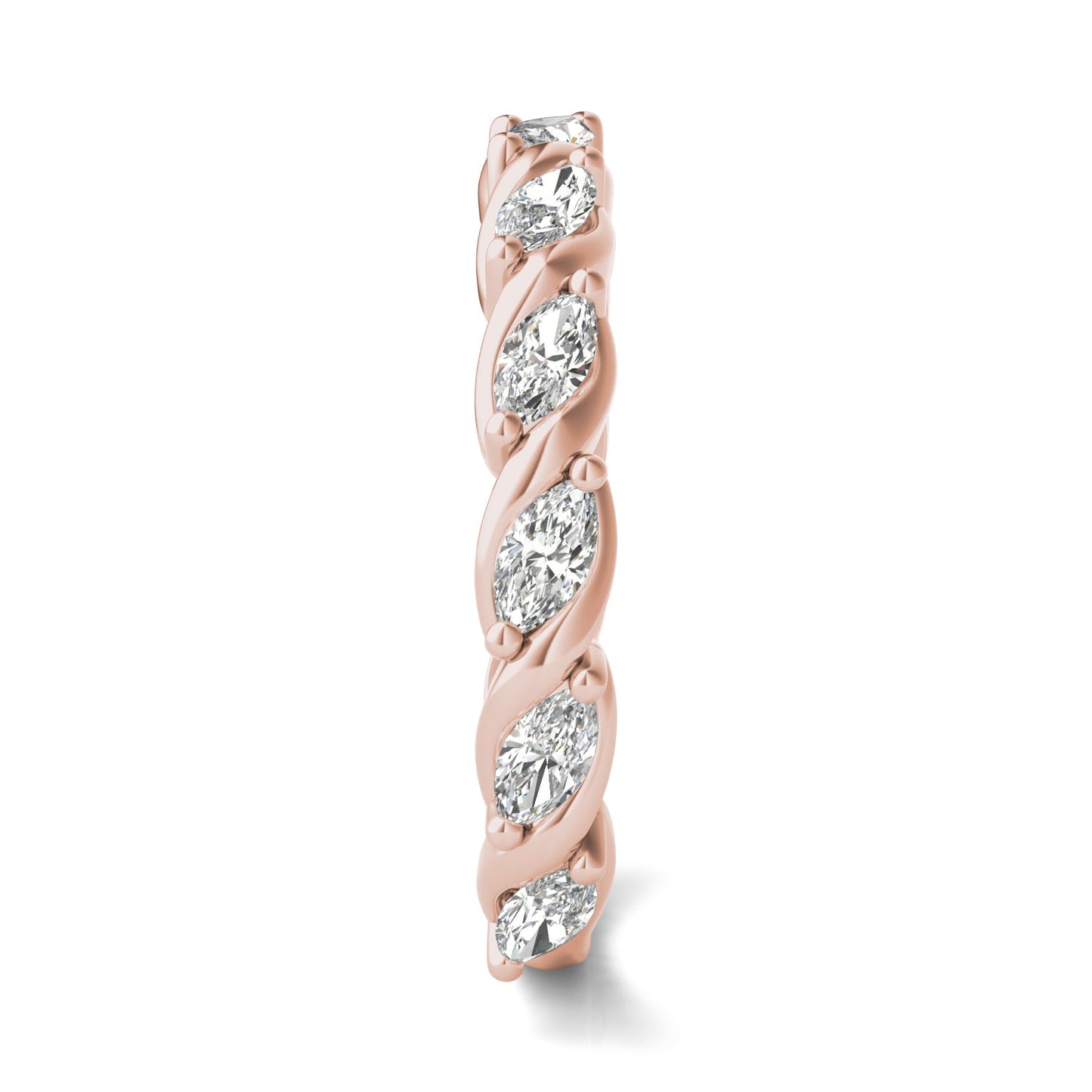 0.77 CTW DEW Marquise Moissanite Anniversary Band in 14K Rose Gold