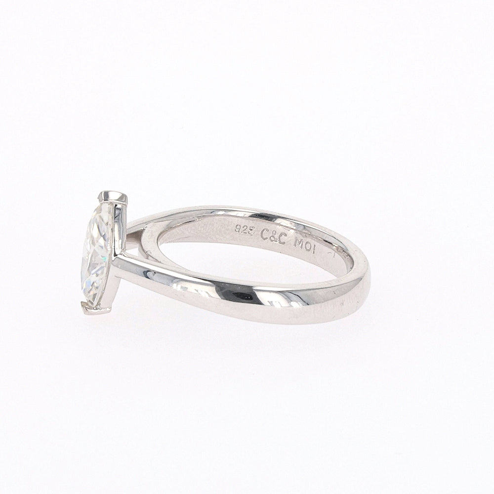 1.40 CTW Marquise Moissanite Solitaire Ring