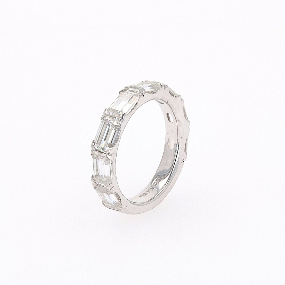 Emerald Moissanite Shared Prong Band Ring