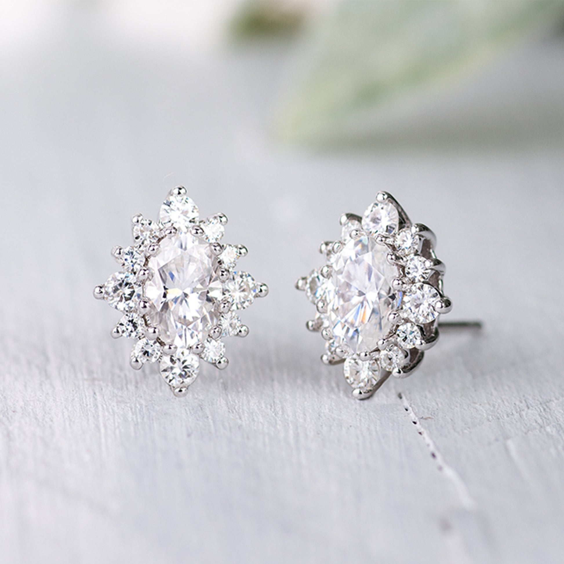 1.40 CTW Moissanite Oval Stud Earrings